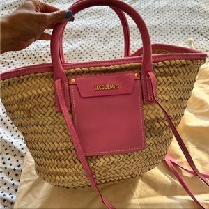 JACQUEMUS PINK STRAW TOTE